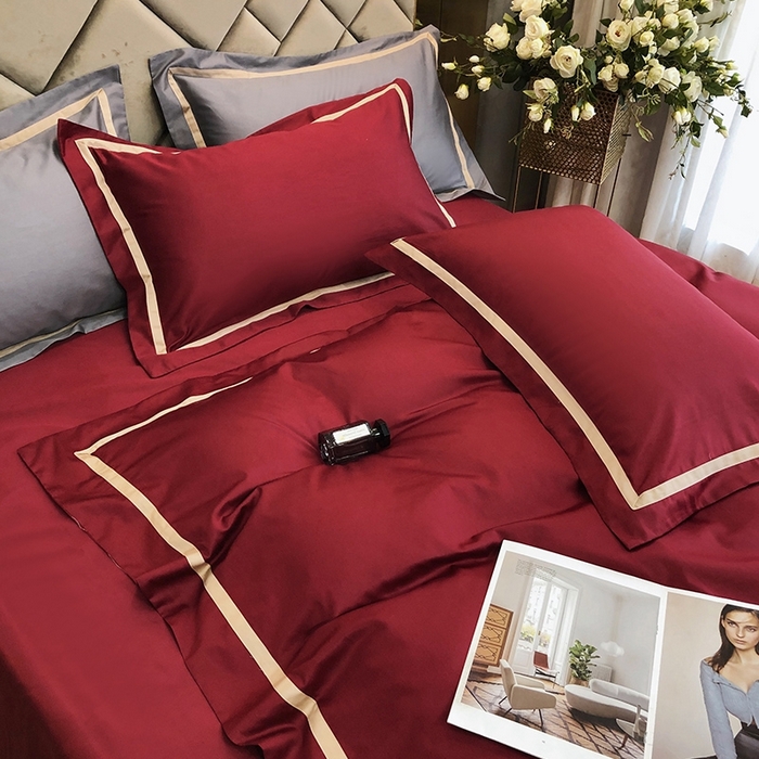 91家纺网 家纺一手货源 找家纺 （总）初拾 2022新款全棉贡缎拼接四件套实拍图-雅