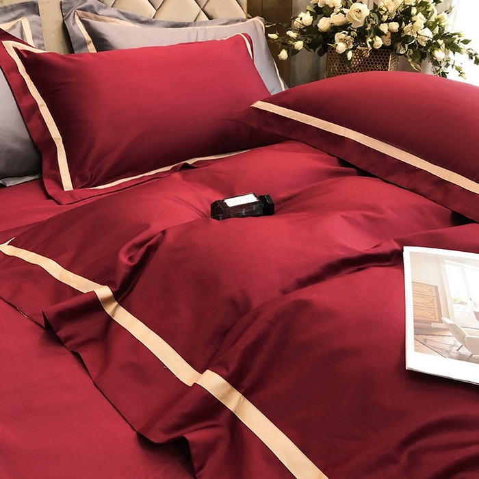 91家纺网 家纺一手货源 找家纺 （总）初拾 2022新款全棉贡缎拼接四件套实拍图-雅