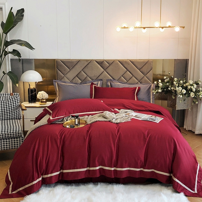 （总）初拾 2022新款全棉贡缎拼接四件套实拍图-雅