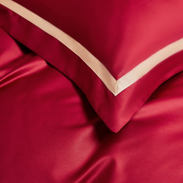 91家纺网 家纺一手货源 找家纺 （总）初拾 2022新款全棉贡缎拼接四件套棚拍图-雅