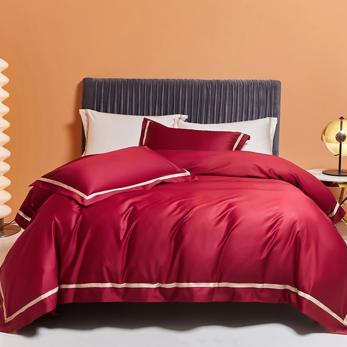 （总）初拾 2022新款全棉贡缎拼接四件套棚拍图-雅