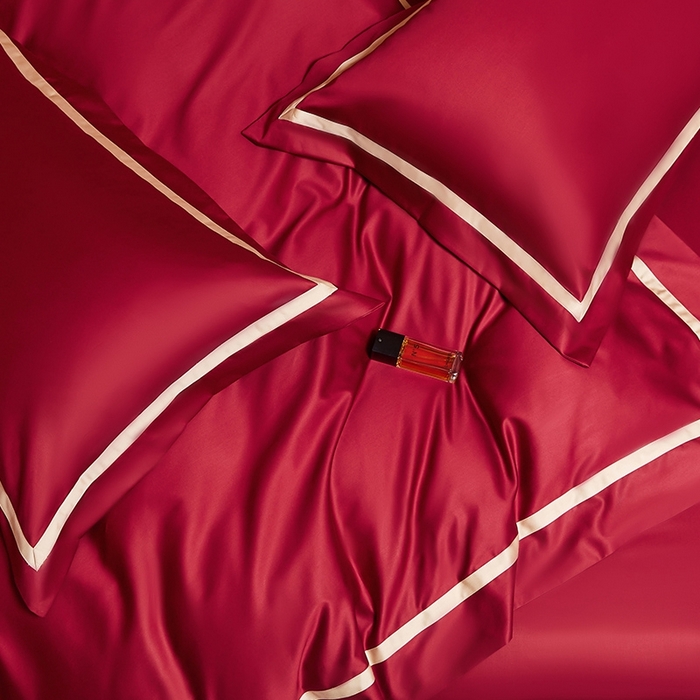 91家纺网 家纺一手货源 找家纺 （总）初拾 2022新款全棉贡缎拼接四件套棚拍图-雅