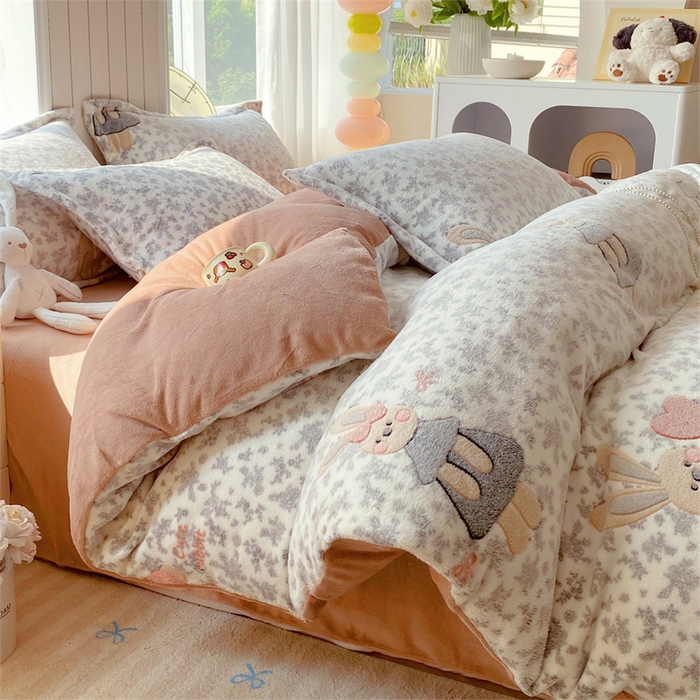 （总）佰亿莱 2025新款5D雕花雪花绒四件套