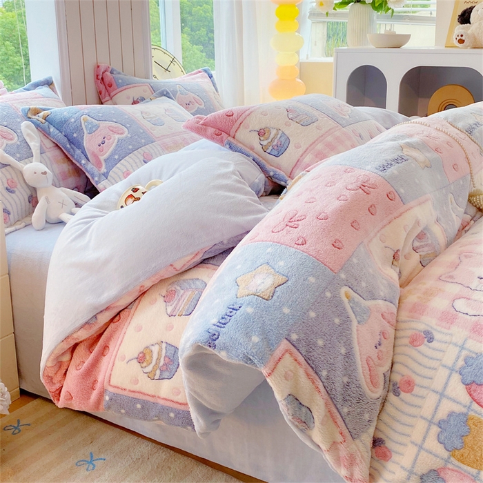 91家纺网 家纺一手货源 找家纺 佰亿莱 2025新款5D雕花雪花绒四件套缤纷派对