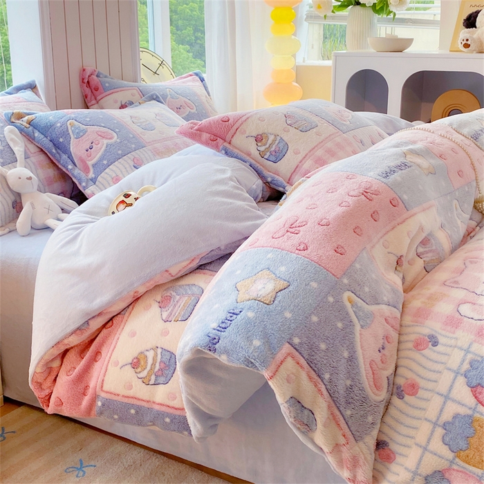 91家纺网 家纺一手货源 找家纺 佰亿莱 2025新款5D雕花雪花绒四件套缤纷派对