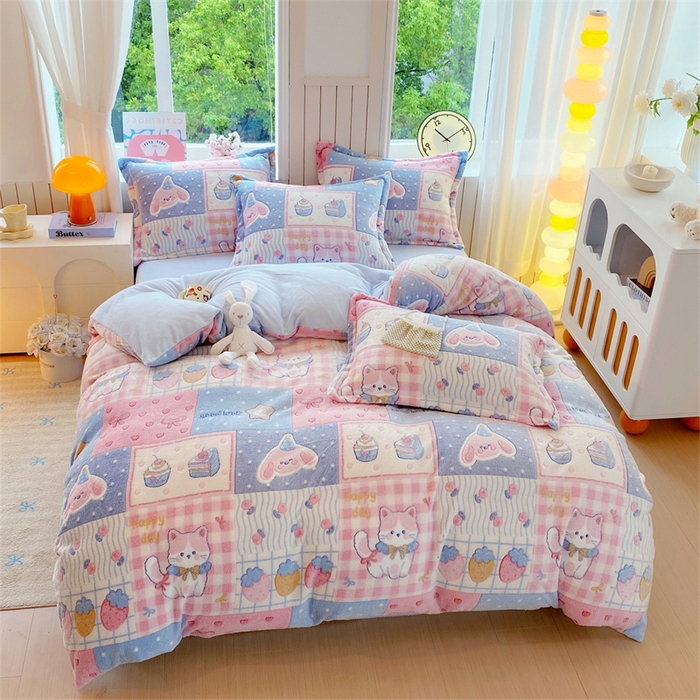 91家纺网 家纺一手货源 找家纺 佰亿莱 2025新款5D雕花雪花绒四件套缤纷派对