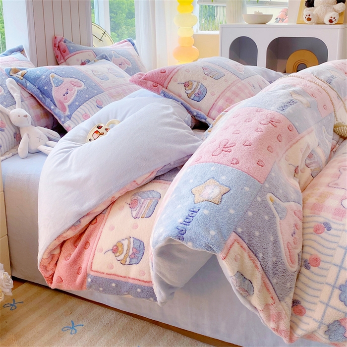 佰亿莱 2025新款5D雕花雪花绒四件套缤纷派对