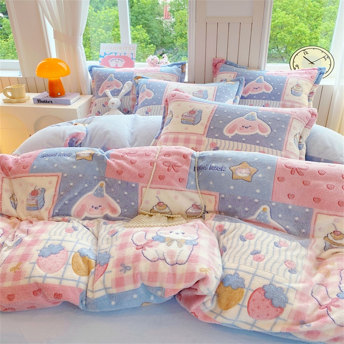 91家纺网 家纺一手货源 找家纺 佰亿莱 2025新款5D雕花雪花绒四件套缤纷派对