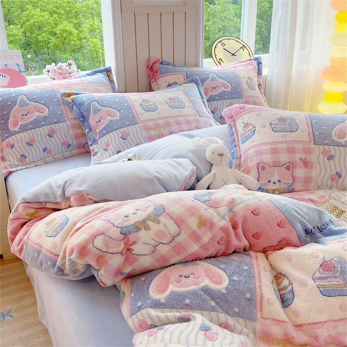 91家纺网 家纺一手货源 找家纺 佰亿莱 2025新款5D雕花雪花绒四件套缤纷派对