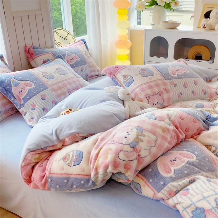 91家纺网 家纺一手货源 找家纺 佰亿莱 2025新款5D雕花雪花绒四件套缤纷派对