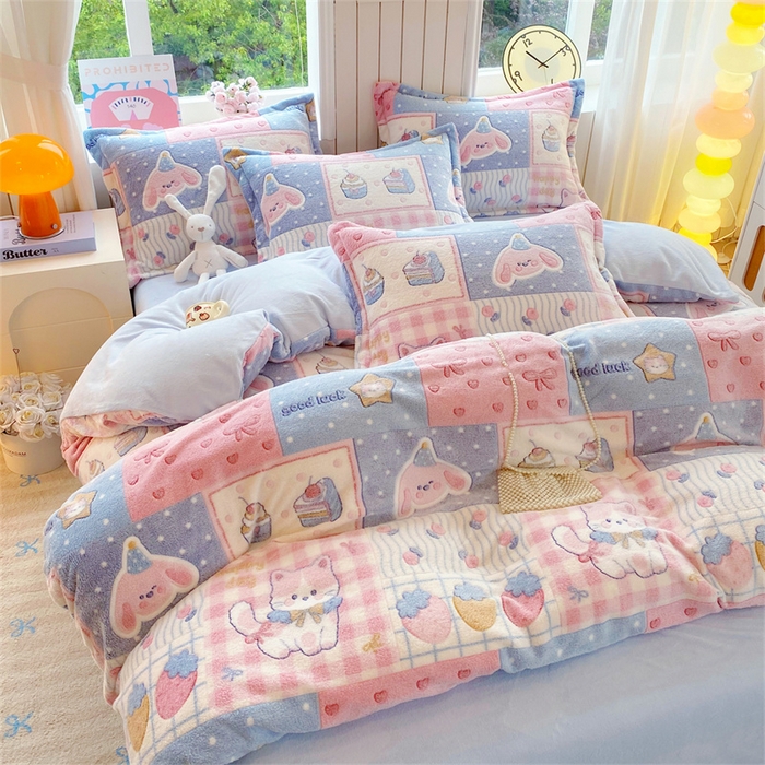 91家纺网 家纺一手货源 找家纺 佰亿莱 2025新款5D雕花雪花绒四件套缤纷派对