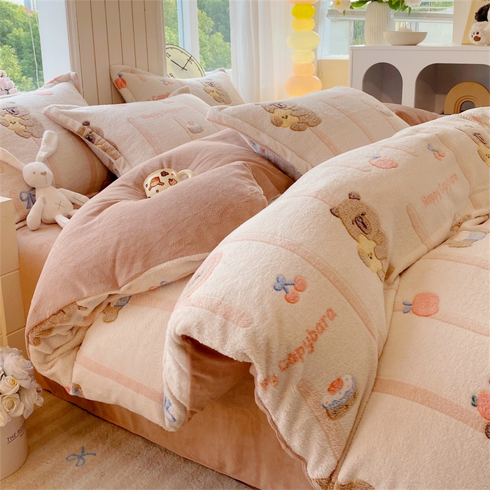 佰亿莱 2025新款5D雕花雪花绒四件套调皮扒拉