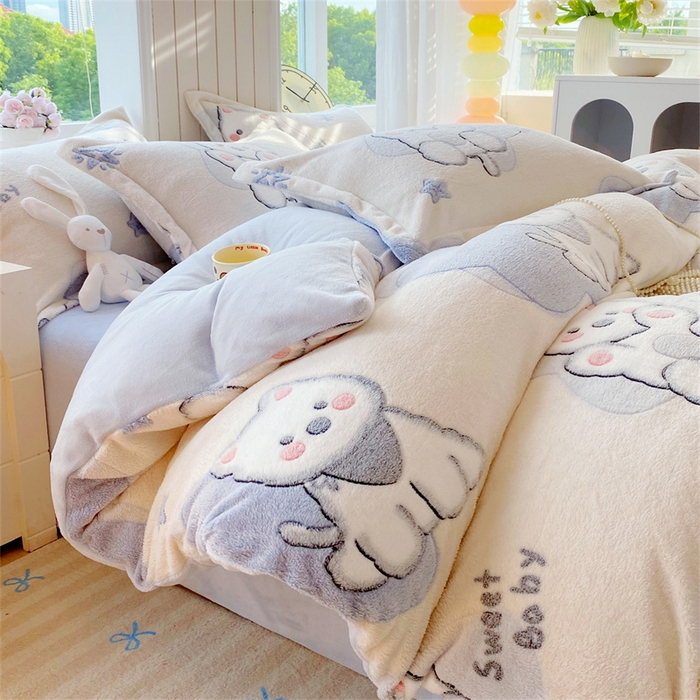 佰亿莱 2025新款5D雕花雪花绒四件套西高地