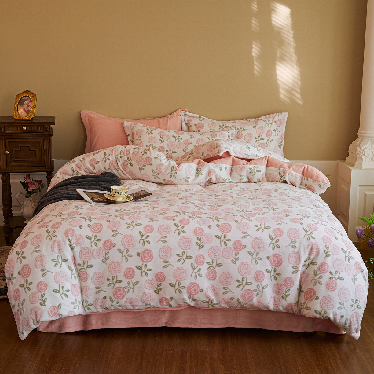 91家纺网 家纺一手货源 找家纺 （总）菡宝 【主推第三批 带质检报告】A类全消光230g雕花绒牛奶绒四件套支持定制定做尺寸