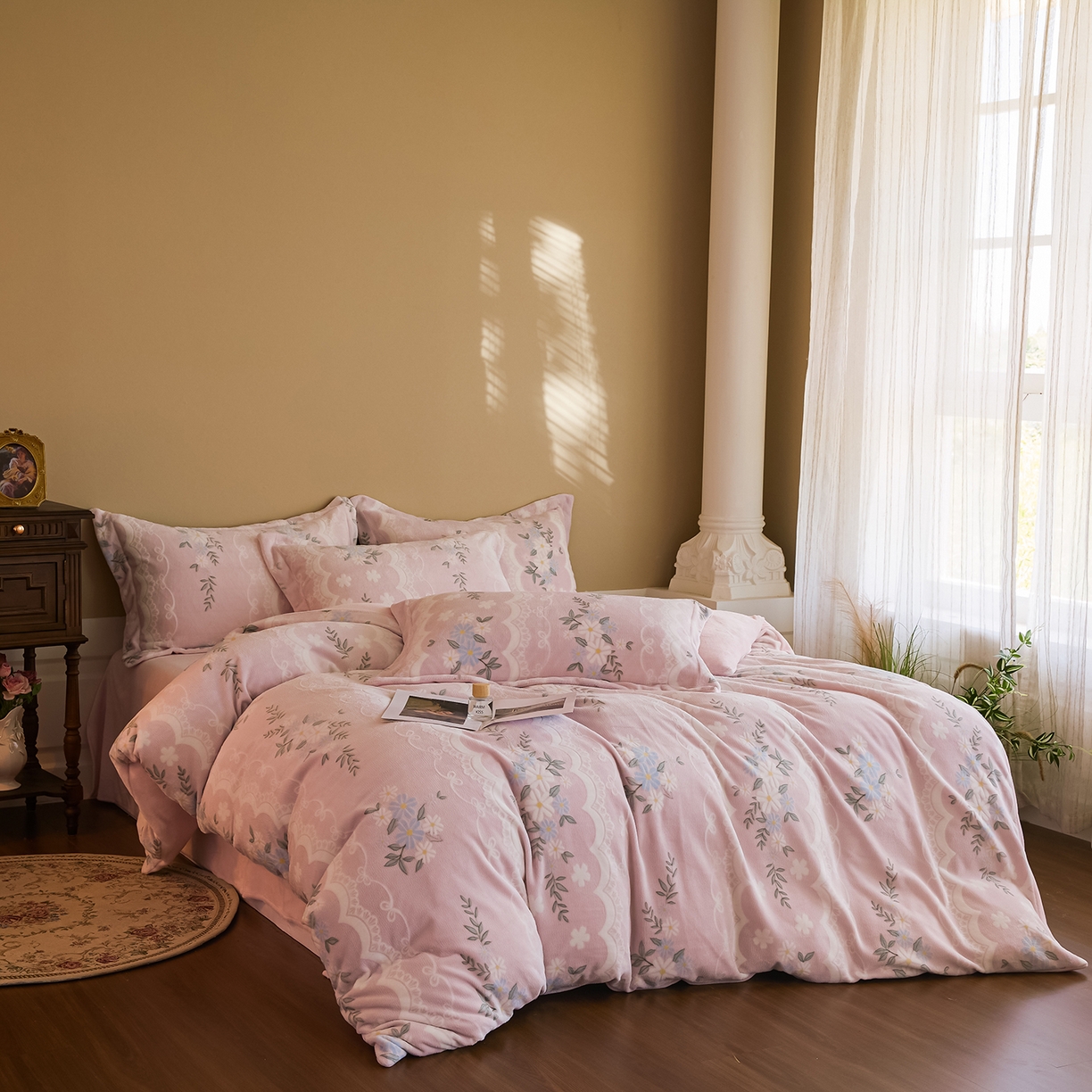 91家纺网 家纺一手货源 找家纺 （总）菡宝 【主推第三批 带质检报告】A类全消光230g雕花绒牛奶绒四件套支持定制定做尺寸