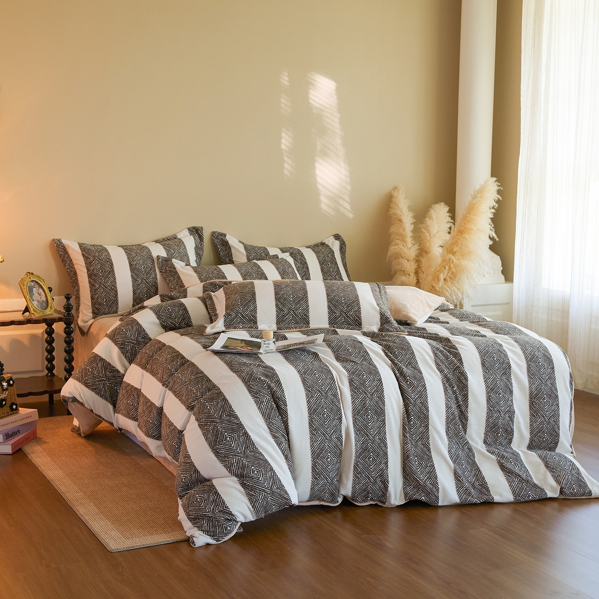 菡宝 【主推第三批 带质检报告】A类全消光230g雕花绒牛奶绒四件套支持定制定做尺寸 畅想未来