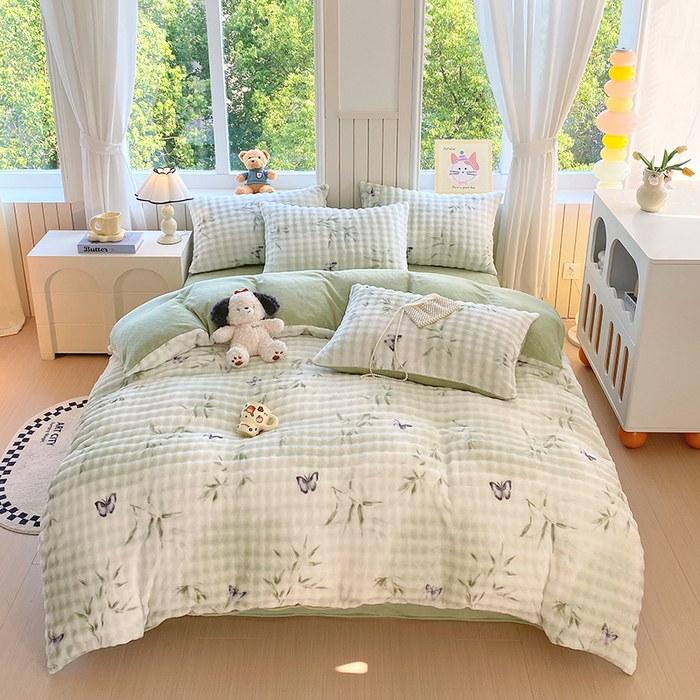 91家纺网 家纺一手货源 找家纺 （总）艾橙 2025新款泡泡牛奶绒加厚保暖印花四件套