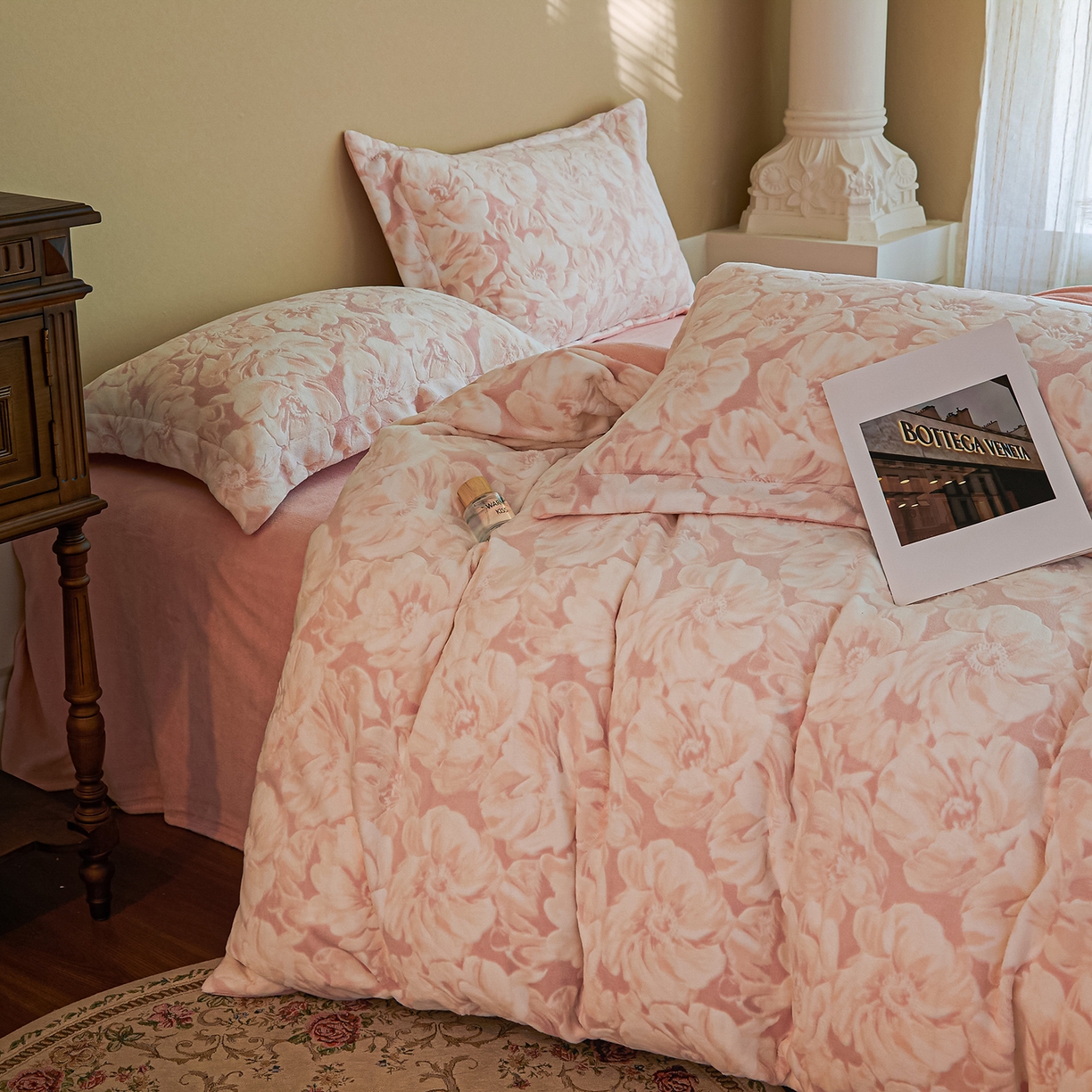 91家纺网 家纺一手货源 找家纺 菡宝 【主推第三批 带质检报告】A类全消光230g雕花绒牛奶绒四件套支持定制定做尺寸 繁花倾心