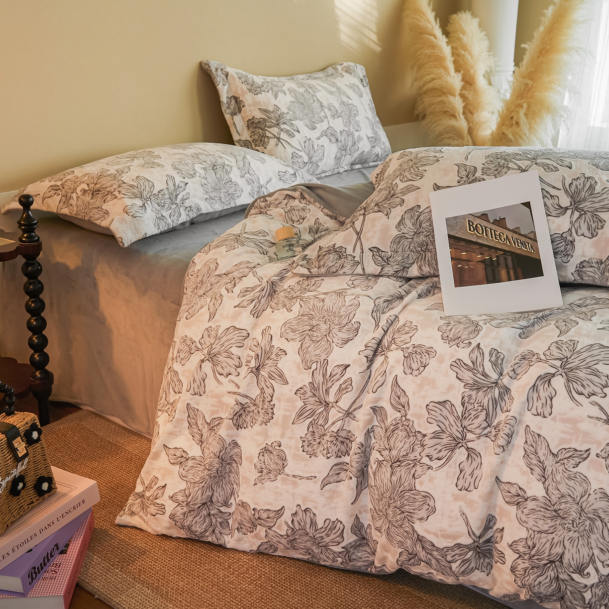 91家纺网 家纺一手货源 找家纺 菡宝 【主推第三批 带质检报告】A类全消光230g雕花绒牛奶绒四件套支持定制定做尺寸 繁花曦月