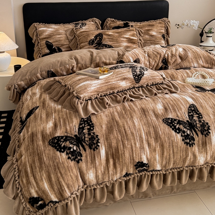 91家纺网 家纺一手货源 找家纺 （总）米莱家纺 2025新款兔毛绒法式花边四件套