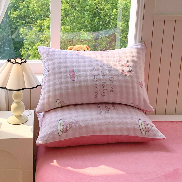 91家纺网 家纺一手货源 找家纺 艾橙 2025新款泡泡牛奶绒加厚保暖印花四件套 美乐迪