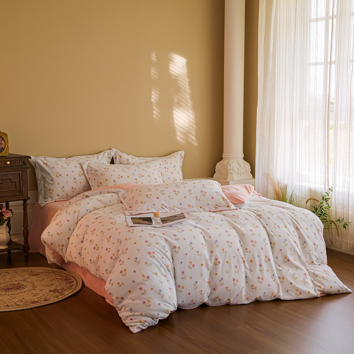 菡宝 【主推第三批 带质检报告】A类全消光230g雕花绒牛奶绒四件套支持定制定做尺寸 悠然