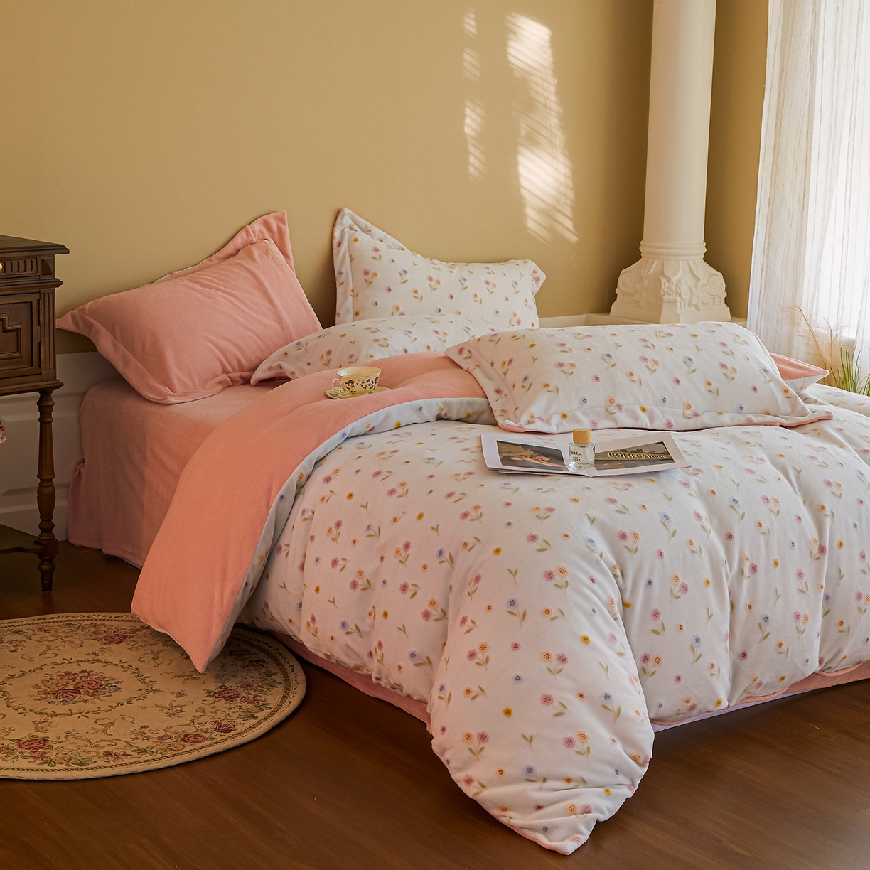 91家纺网 家纺一手货源 找家纺 菡宝 【主推第三批 带质检报告】A类全消光230g雕花绒牛奶绒四件套支持定制定做尺寸 悠然