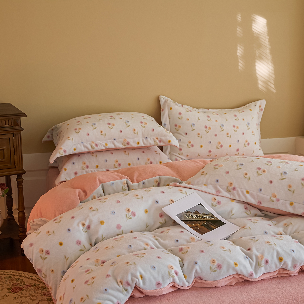 91家纺网 家纺一手货源 找家纺 菡宝 【主推第三批 带质检报告】A类全消光230g雕花绒牛奶绒四件套支持定制定做尺寸 悠然