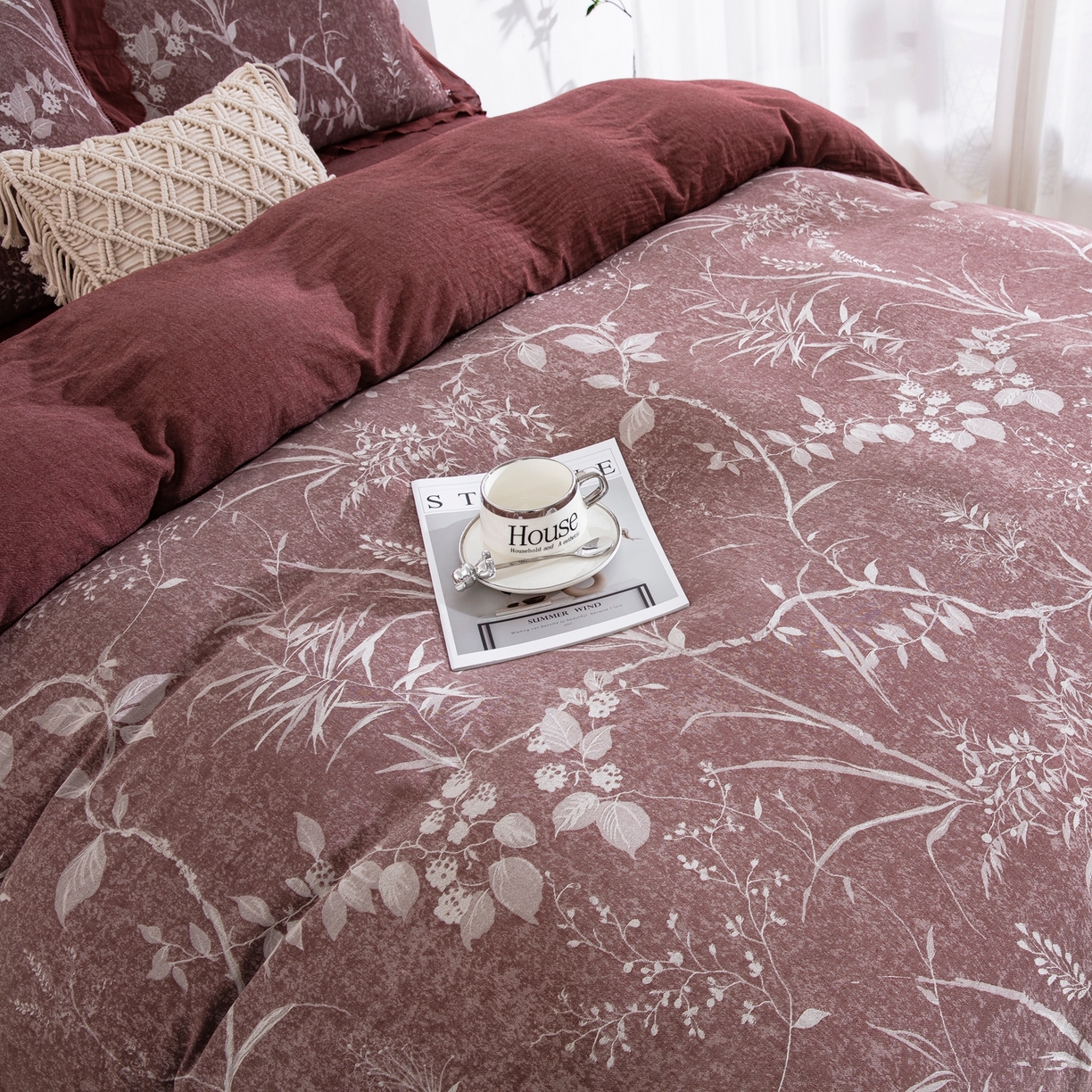 91家纺网 家纺一手货源 找家纺 （总）鲁爱家纺供货 2025新款全棉色织提花（花边镂空款）四件套