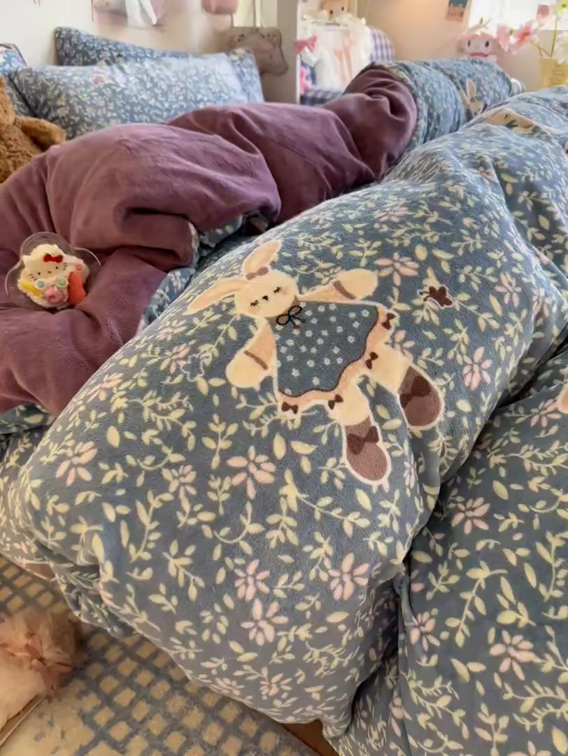 91家纺网 家纺一手货源 找家纺 （总）初念 2025新款加厚高克重保暖可爱系牛奶绒床品套件系列（小红书推荐）（提供买家秀）