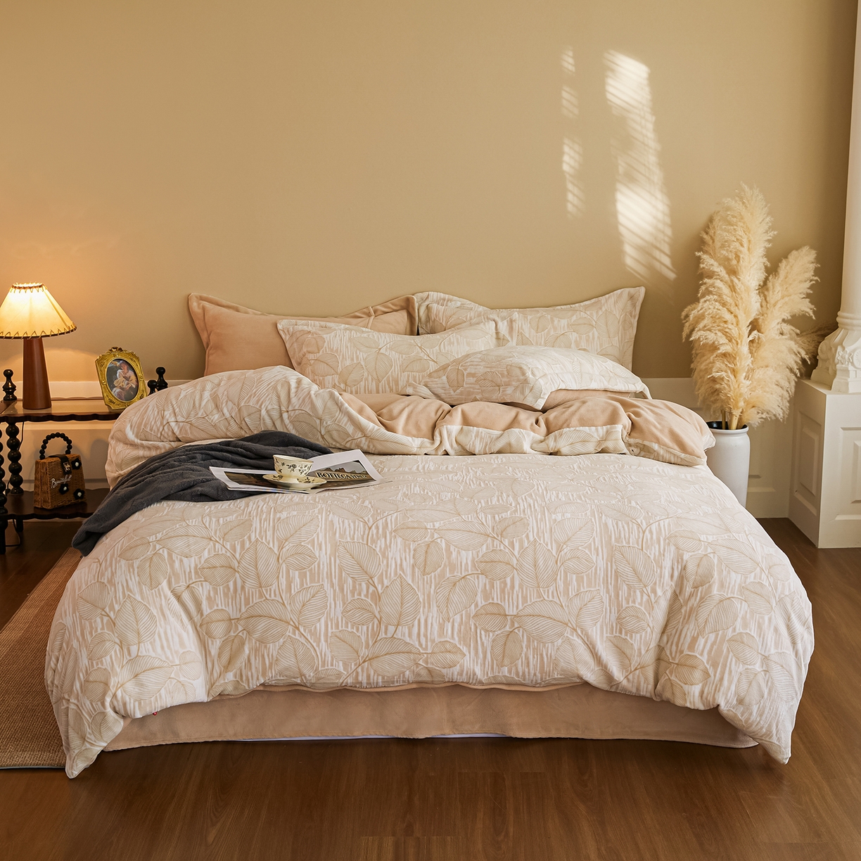 91家纺网 家纺一手货源 找家纺 菡宝 【主推第三批 带质检报告】A类全消光230g雕花绒牛奶绒四件套支持定制定做尺寸 仲夏晨歌