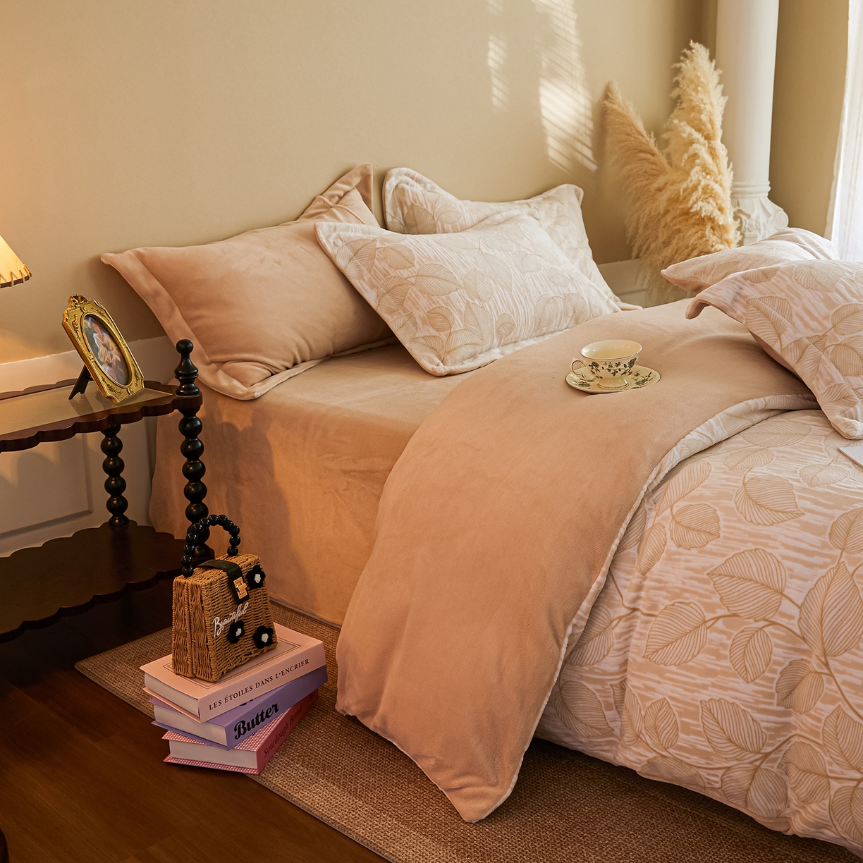 91家纺网 家纺一手货源 找家纺 菡宝 【主推第三批 带质检报告】A类全消光230g雕花绒牛奶绒四件套支持定制定做尺寸 仲夏晨歌