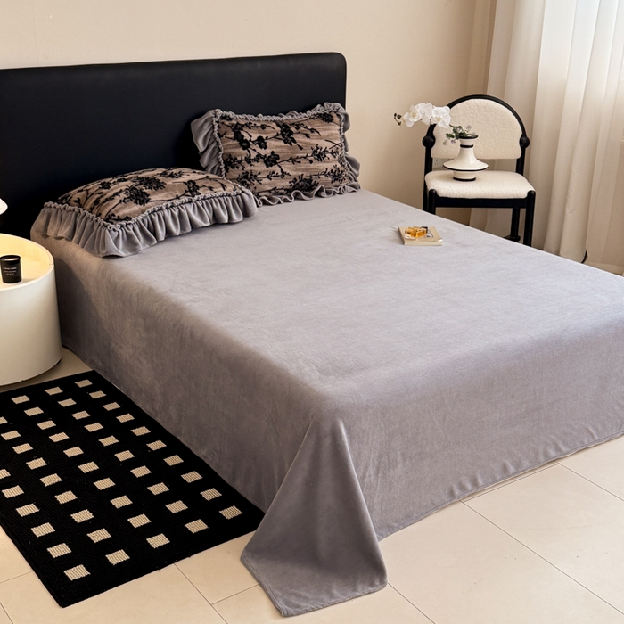 91家纺网 家纺一手货源 找家纺 米莱家纺 2025新款兔毛绒法式花边四件套 芳华