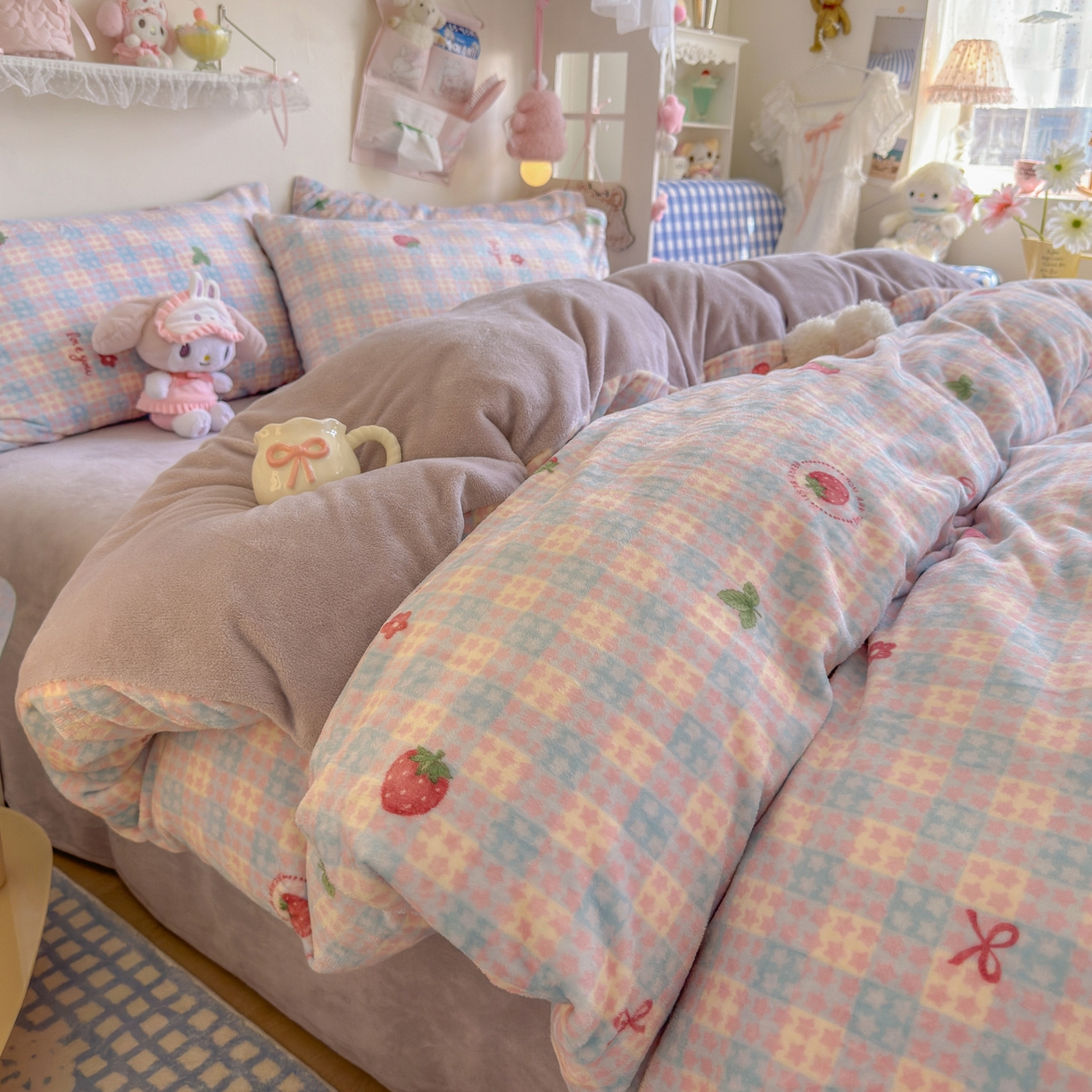 91家纺网 家纺一手货源 找家纺 （总）初念 2025新款加厚高克重保暖可爱系牛奶绒床品套件系列（小红书推荐）（提供买家秀）