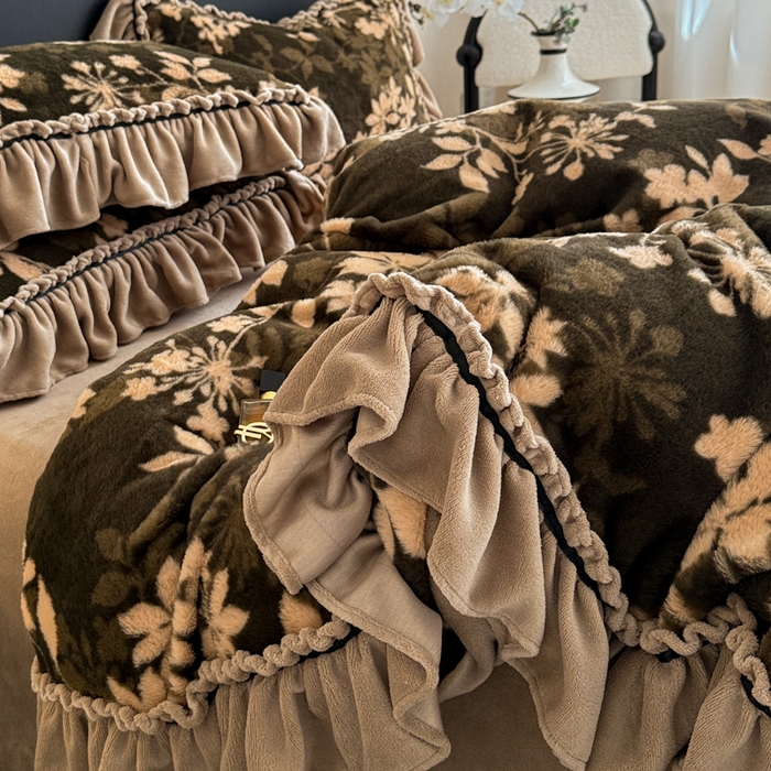 91家纺网 家纺一手货源 找家纺 米莱家纺 2025新款兔毛绒法式花边四件套 南法假日