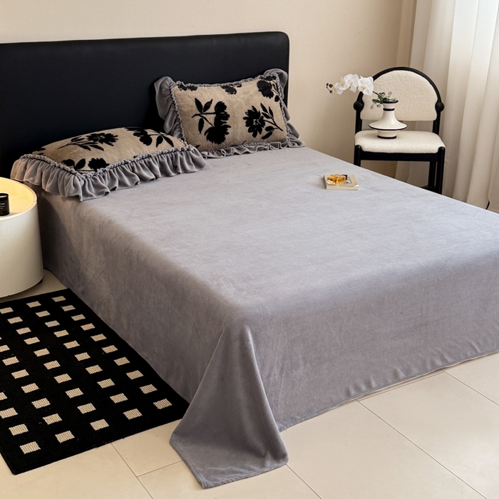 91家纺网 家纺一手货源 找家纺 米莱家纺 2025新款兔毛绒法式花边四件套 欧若拉