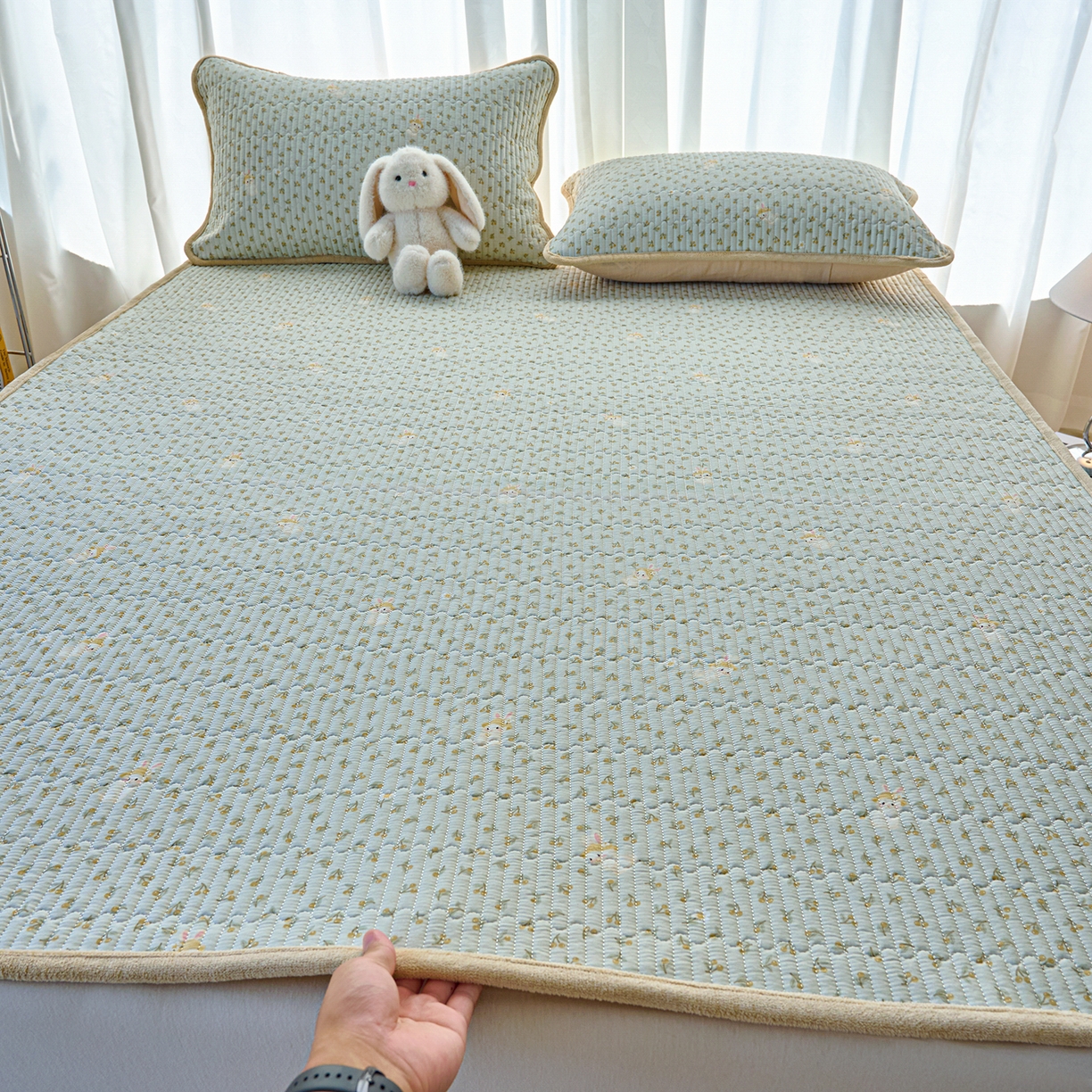 91家纺网 家纺一手货源 找家纺 （总）X猫先生 2025新款棉加绒床垫一面全棉一面牛奶绒床褥垫软床垫床盖四季通用