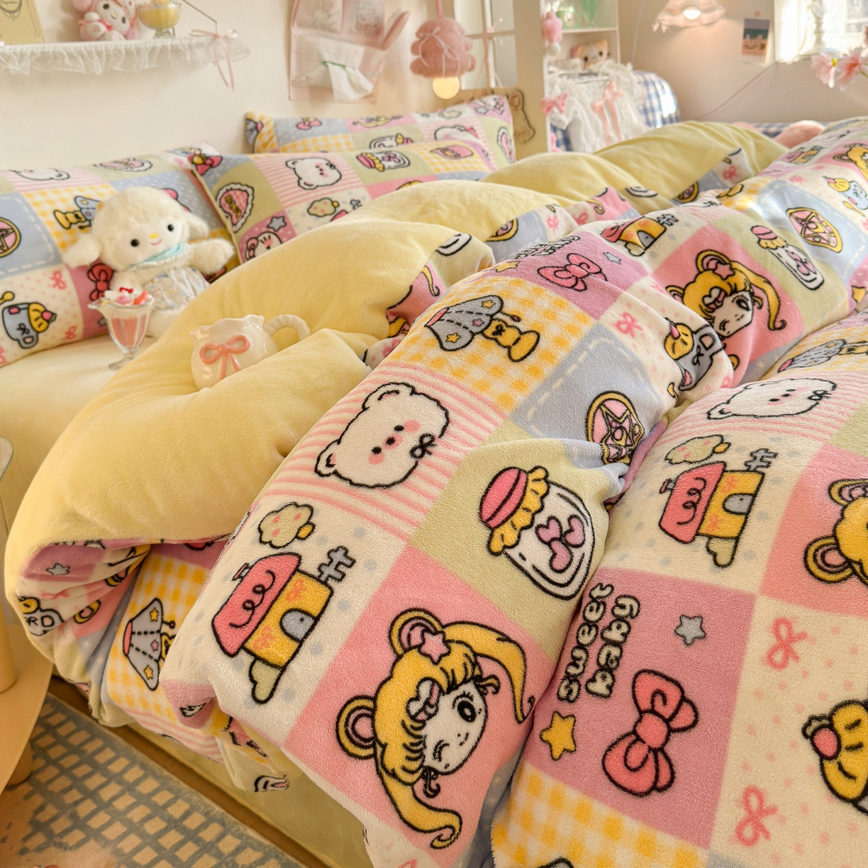 91家纺网 家纺一手货源 找家纺 （总）初念 2025新款加厚高克重保暖可爱系牛奶绒床品套件系列（小红书推荐）（提供买家秀）