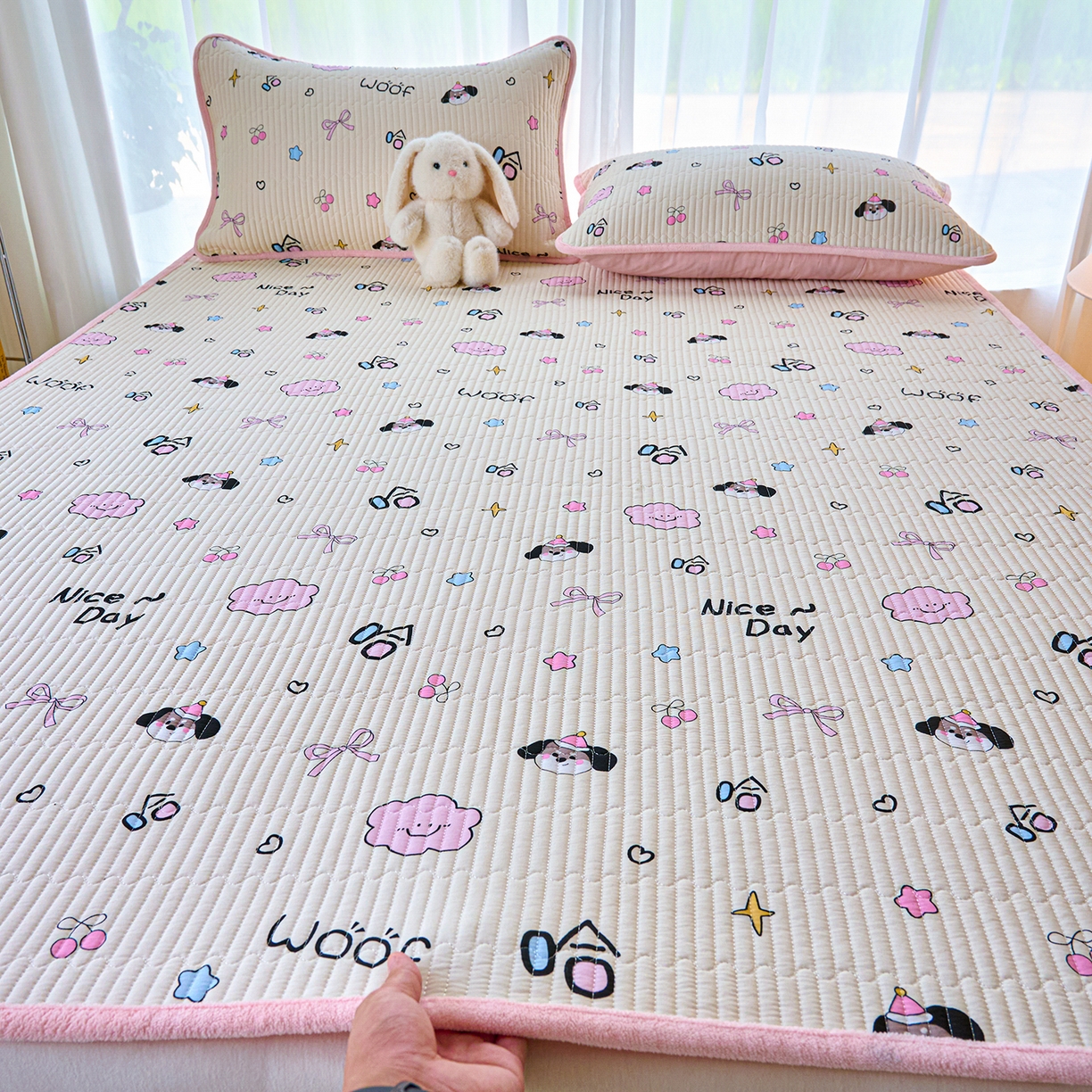 91家纺网 家纺一手货源 找家纺 （总）X猫先生 2025新款棉加绒床垫一面全棉一面牛奶绒床褥垫软床垫床盖四季通用