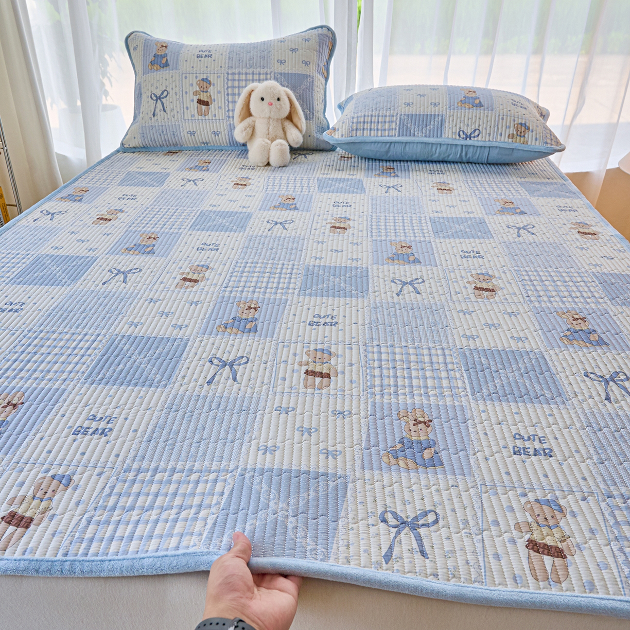 91家纺网 家纺一手货源 找家纺 （总）X猫先生 2025新款棉加绒床垫一面全棉一面牛奶绒床褥垫软床垫床盖四季通用