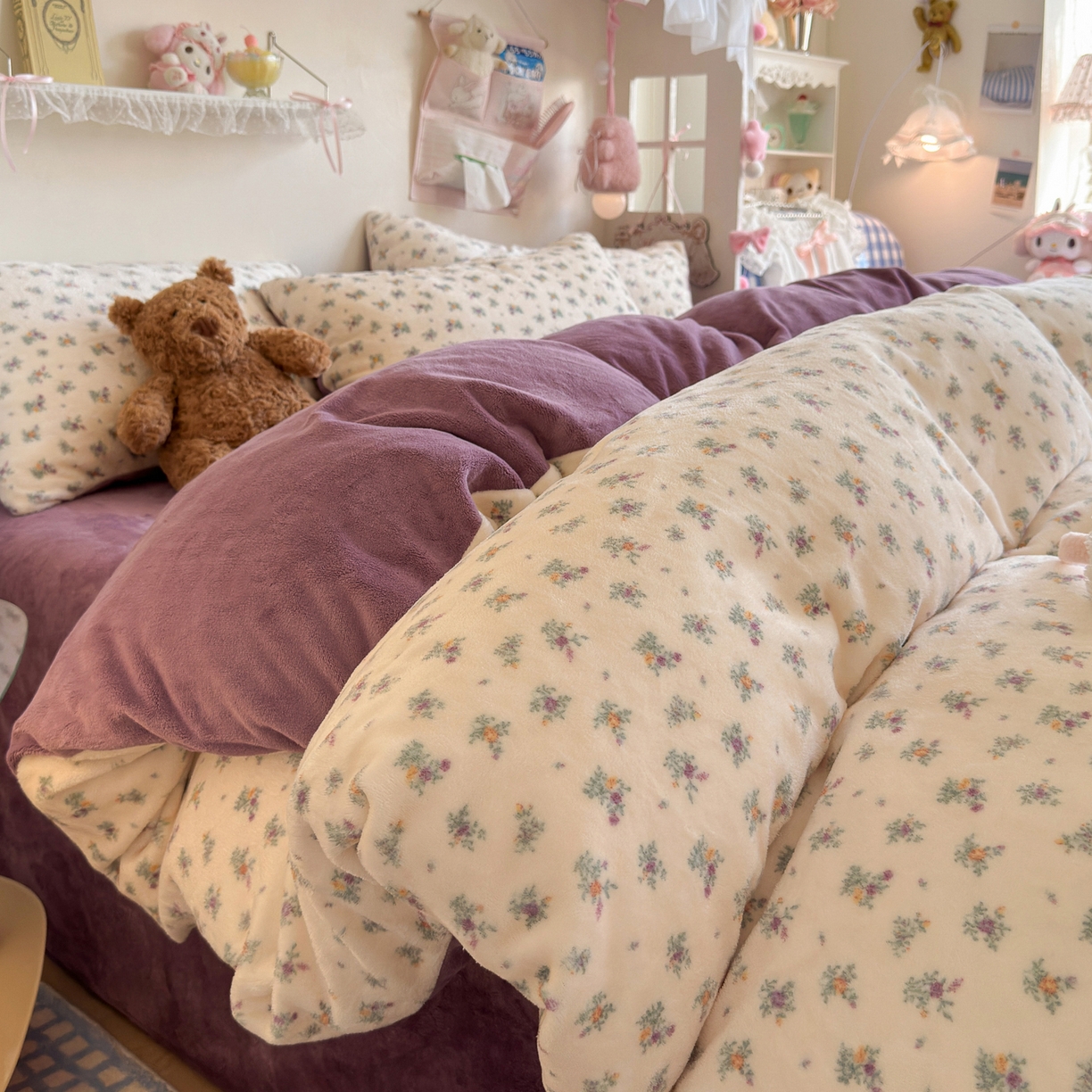 初念 2025新款加厚高克重保暖可爱系牛奶绒床品套件系列（小红书推荐）（提供买家秀） 繁华似梦