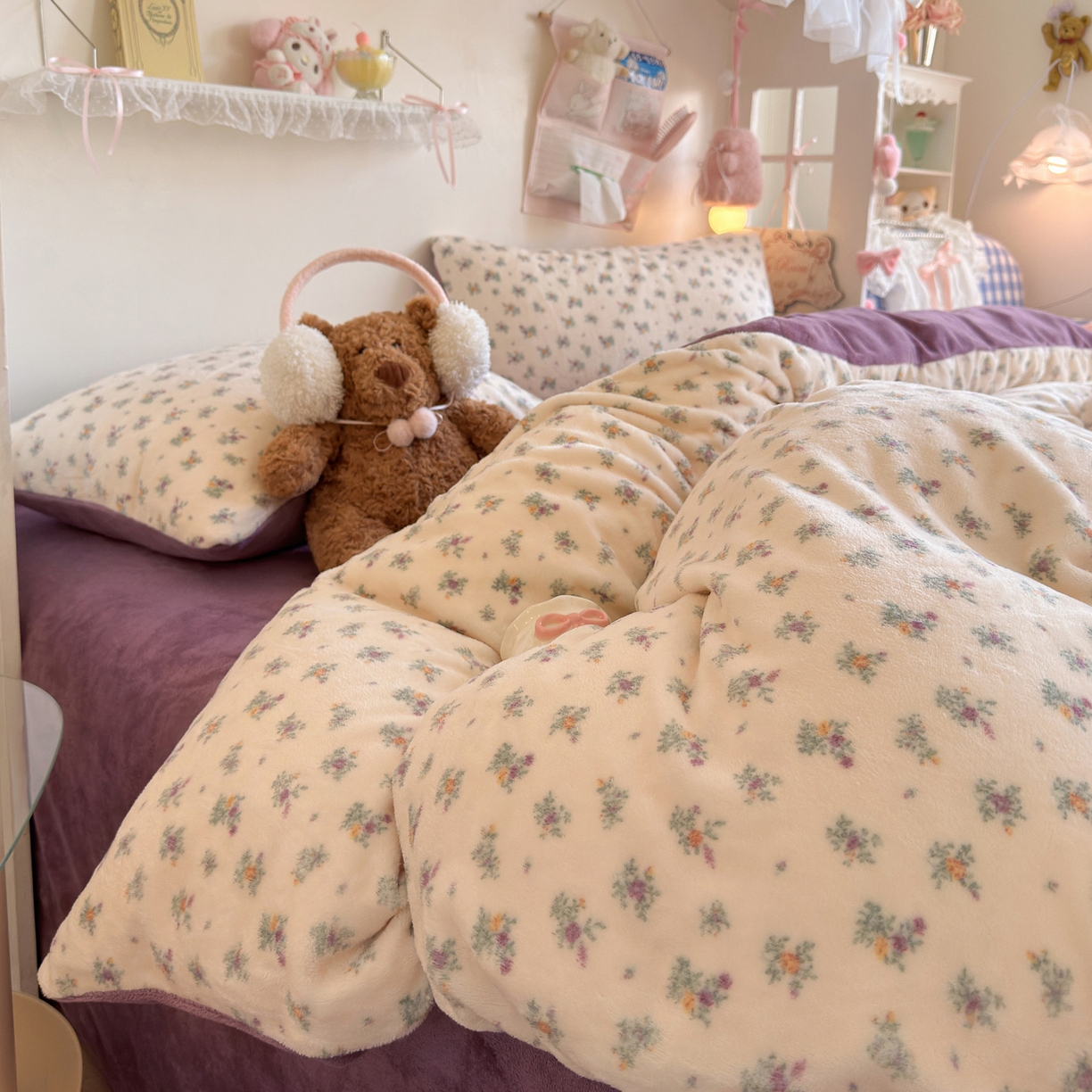 91家纺网 家纺一手货源 找家纺 初念 2025新款加厚高克重保暖可爱系牛奶绒床品套件系列（小红书推荐）（提供买家秀） 繁华似梦