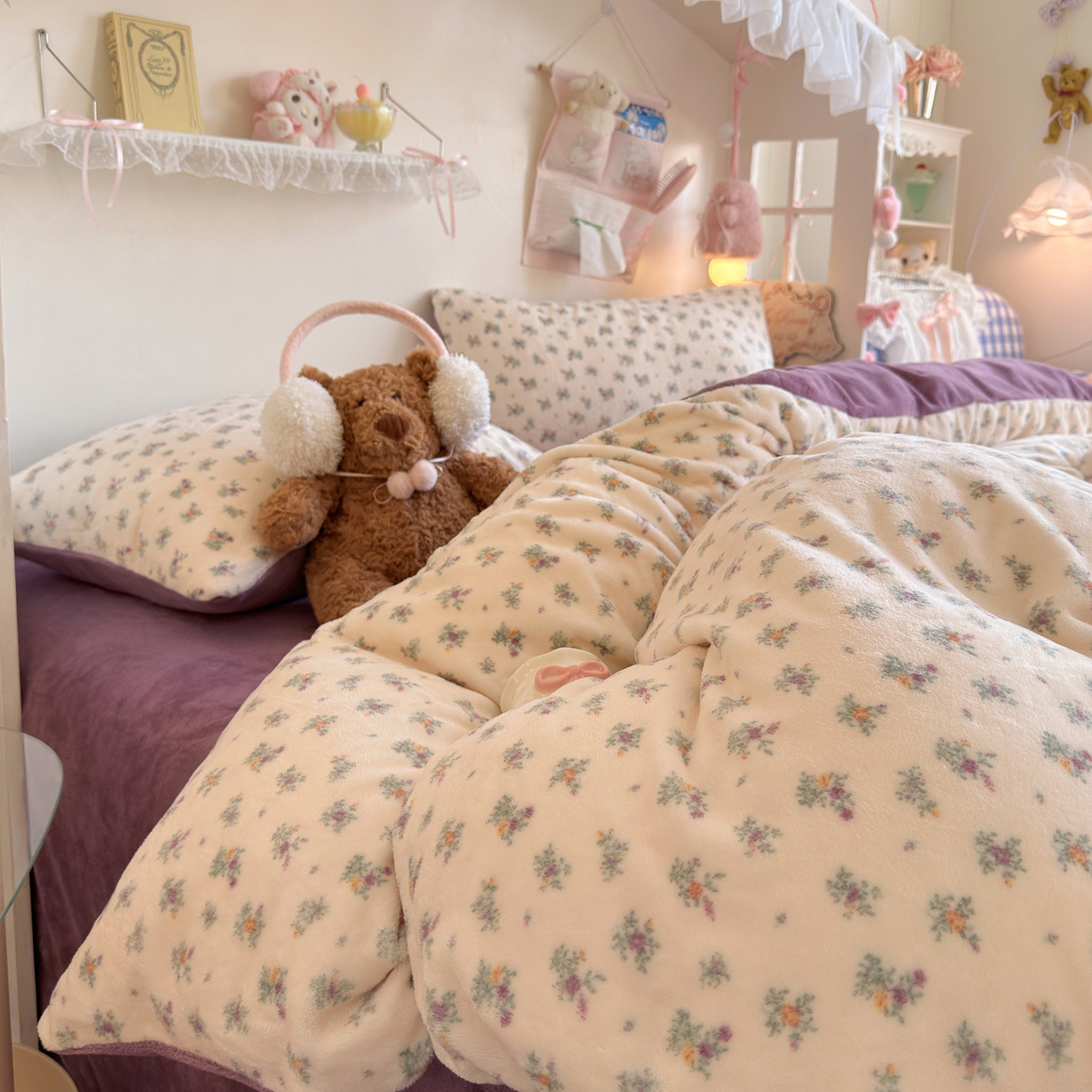 91家纺网 家纺一手货源 找家纺 初念 2025新款加厚高克重保暖可爱系牛奶绒床品套件系列（小红书推荐）（提供买家秀） 繁华似梦