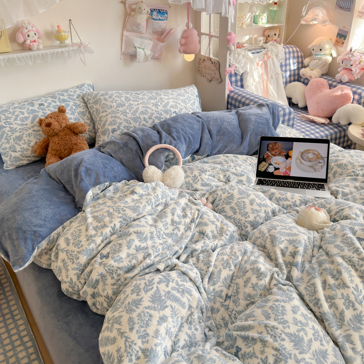 91家纺网 家纺一手货源 找家纺 初念 2025新款加厚高克重保暖可爱系牛奶绒床品套件系列（小红书推荐）（提供买家秀） 风沙沙