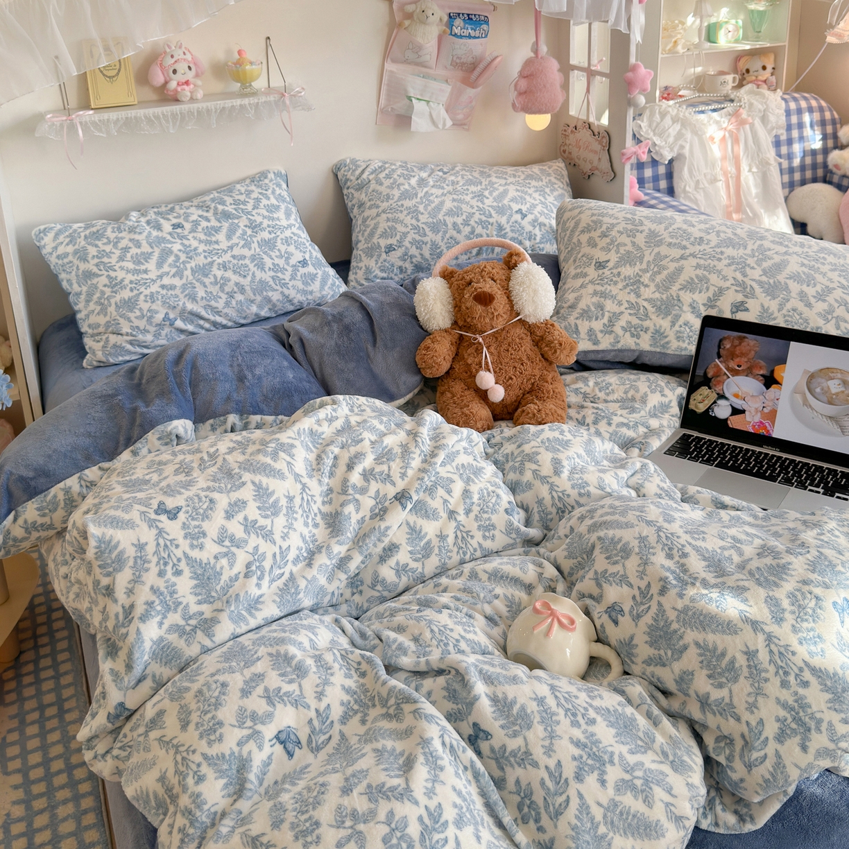 91家纺网 家纺一手货源 找家纺 初念 2025新款加厚高克重保暖可爱系牛奶绒床品套件系列（小红书推荐）（提供买家秀） 风沙沙