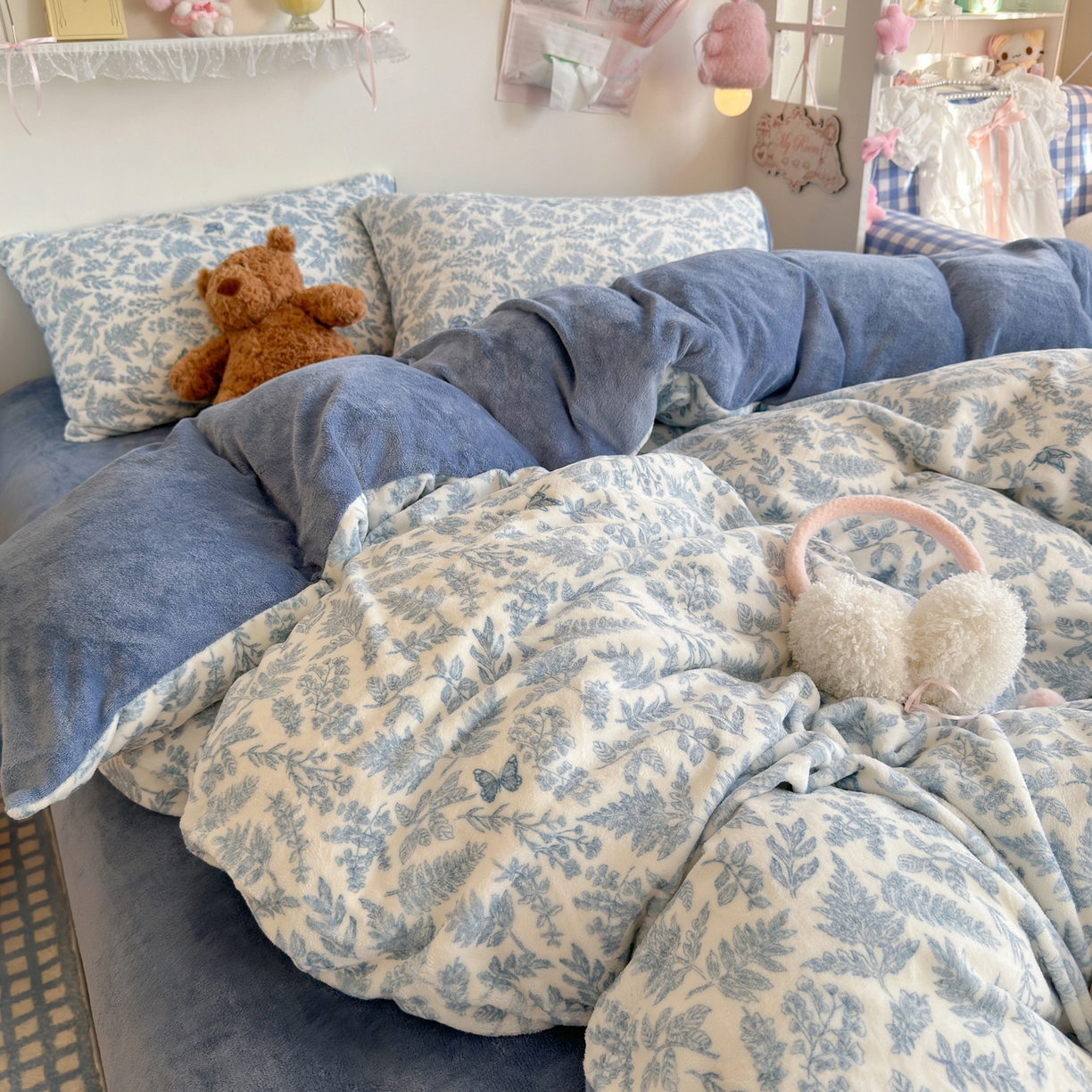 91家纺网 家纺一手货源 找家纺 初念 2025新款加厚高克重保暖可爱系牛奶绒床品套件系列（小红书推荐）（提供买家秀） 风沙沙