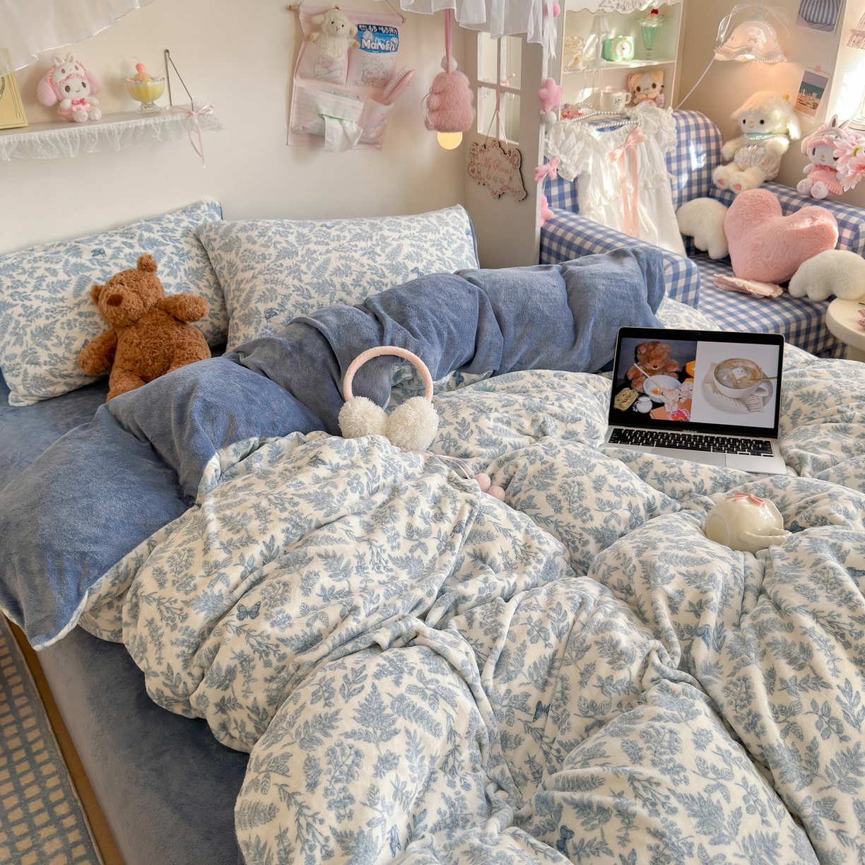 91家纺网 家纺一手货源 找家纺 初念 2025新款加厚高克重保暖可爱系牛奶绒床品套件系列（小红书推荐）（提供买家秀） 风沙沙