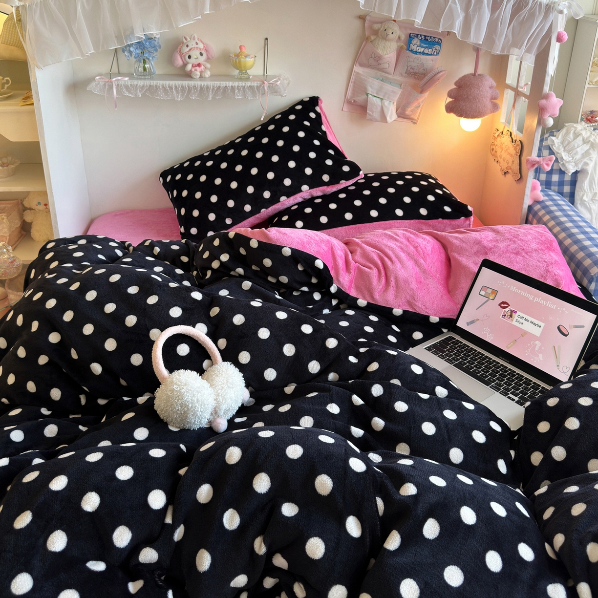 91家纺网 家纺一手货源 找家纺 初念 2025新款加厚高克重保暖可爱系牛奶绒床品套件系列（小红书推荐）（提供买家秀） 黑珍珠