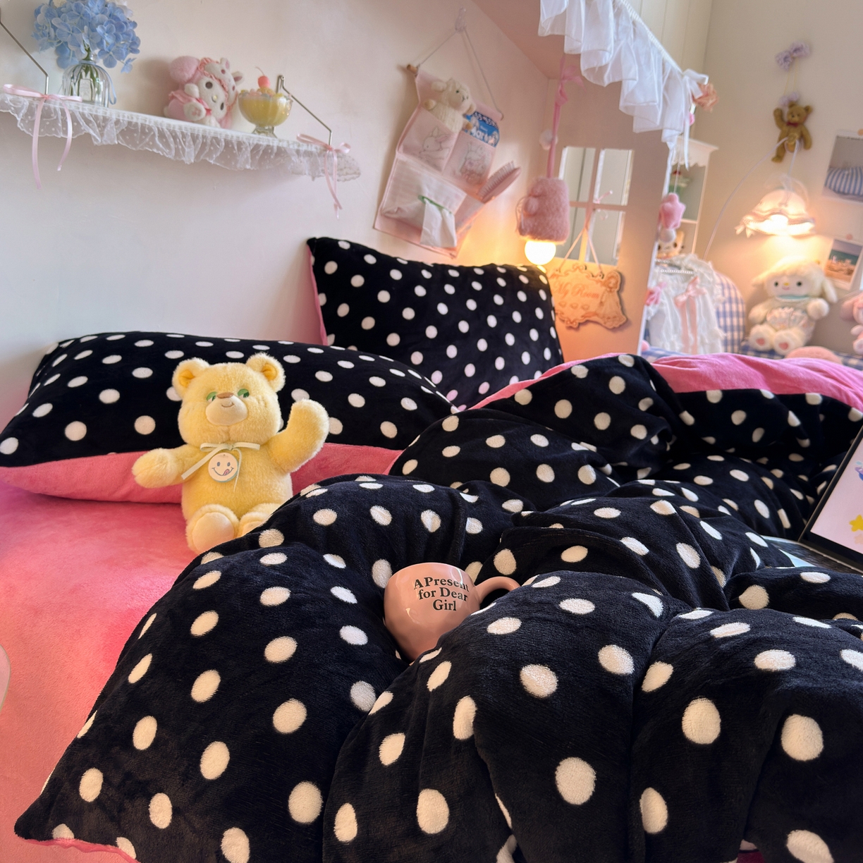 91家纺网 家纺一手货源 找家纺 初念 2025新款加厚高克重保暖可爱系牛奶绒床品套件系列（小红书推荐）（提供买家秀） 黑珍珠