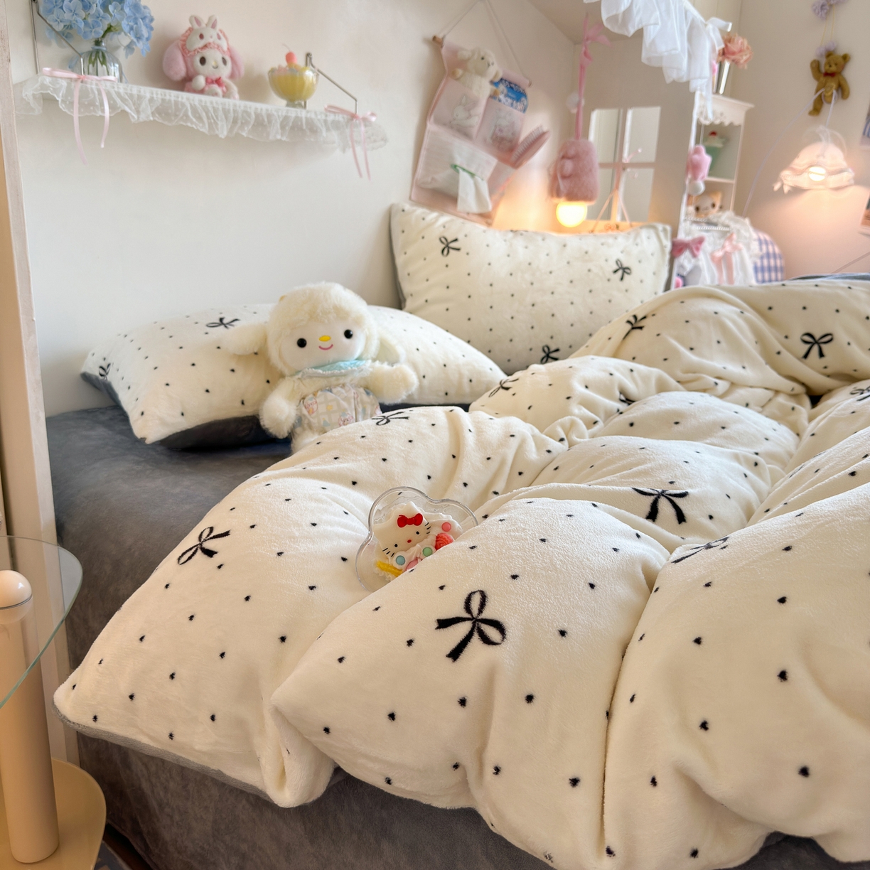 91家纺网 家纺一手货源 找家纺 初念 2025新款加厚高克重保暖可爱系牛奶绒床品套件系列（小红书推荐）（提供买家秀） 蝴蝶点点心